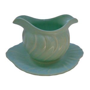 Franciscan Coronado Swirl Vintage Gravy Sauce Boat Turquoise Green 8 by 4 Inches